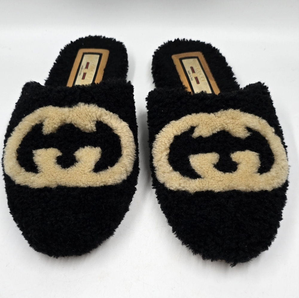 Gucci Eileen Interlocking Gg Shearling Slippers - image 3